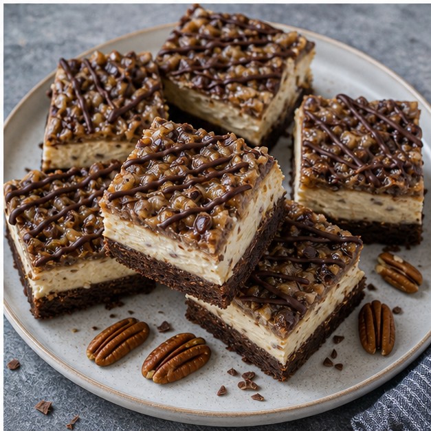 German Chocolate Cheesecake Squares