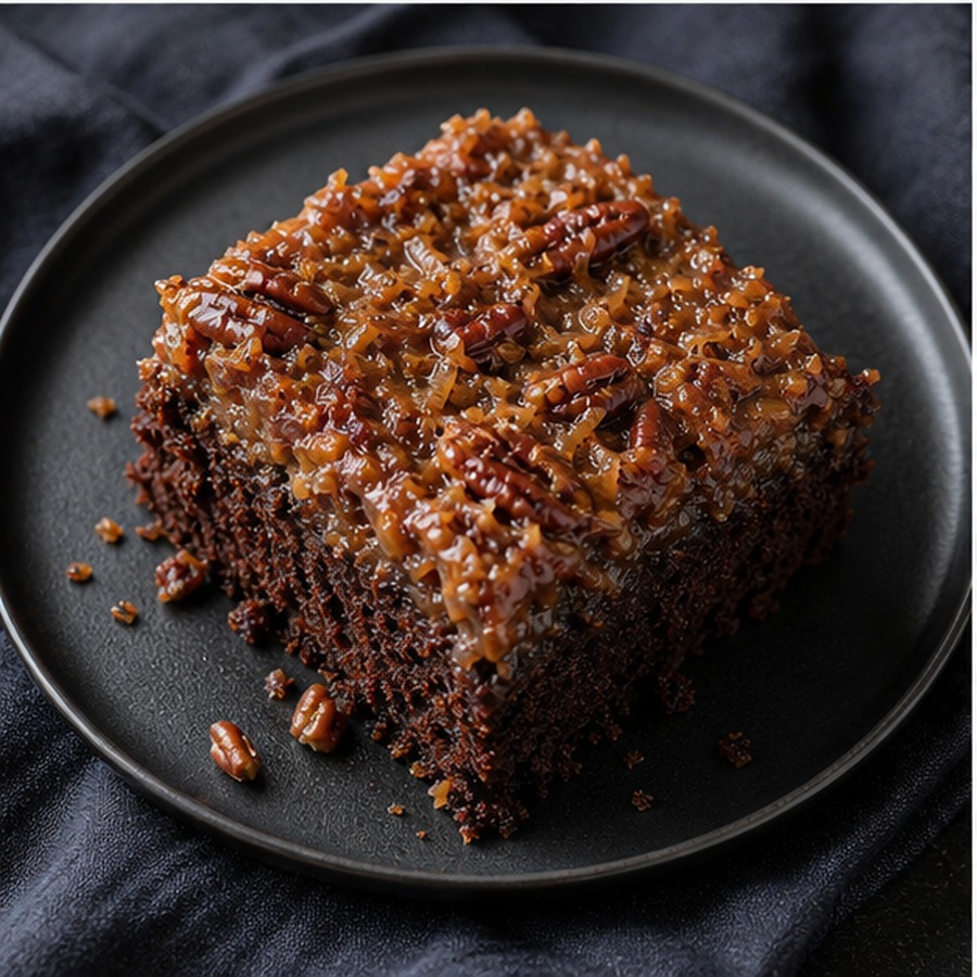 German Upside-Down Chocolate Cake