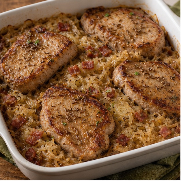 Schweinefleisch und Sauerkraut