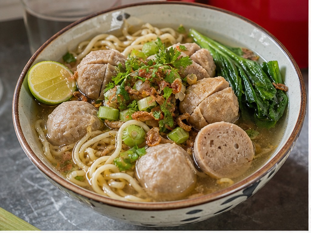 Fideos con albóndigas