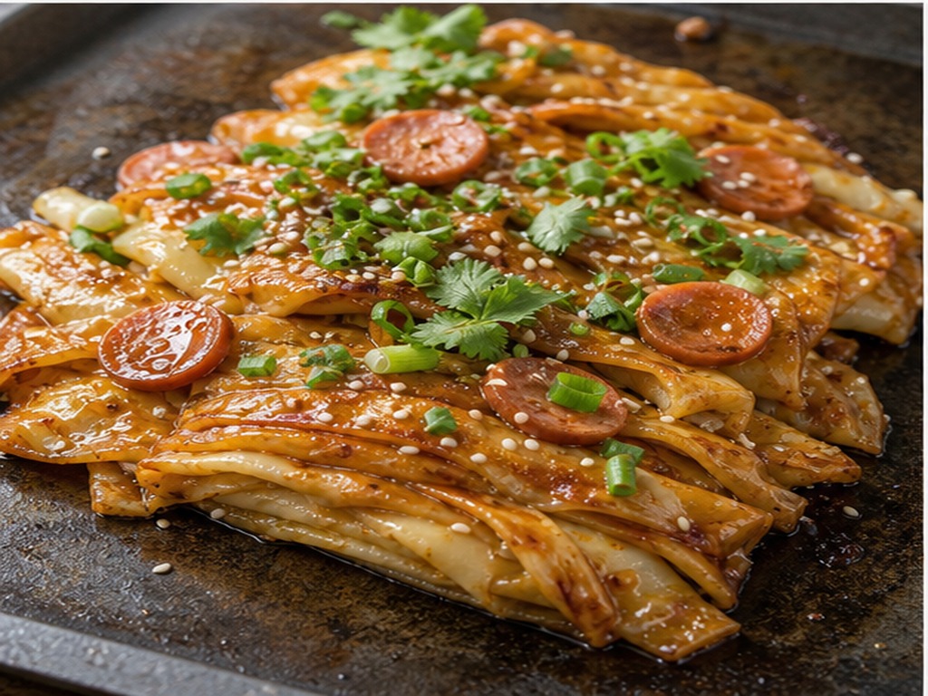 Fideos fríos a la parrilla