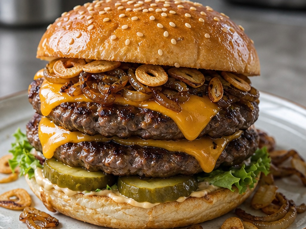 Hamburguesa Doble Con Ajo Y Cebolla